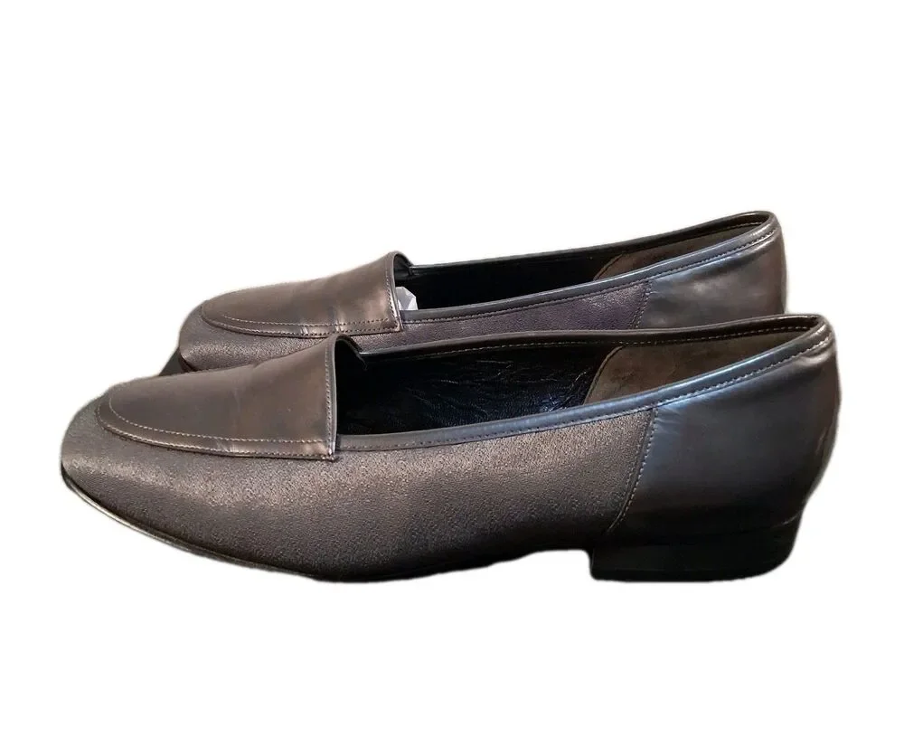 Gabor Loafers Silver Leather Slip-On Shoes Size 6